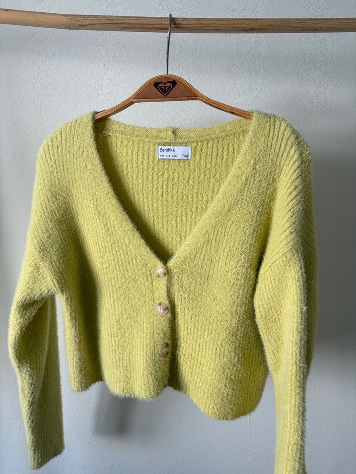 Sarı-yeşil Örgü Kadın Hırka - Görsel 3