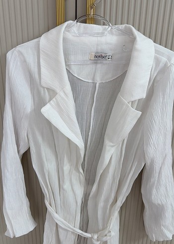 Beyaz Midi Boy Bohem Kadın Kap - Görsel 3