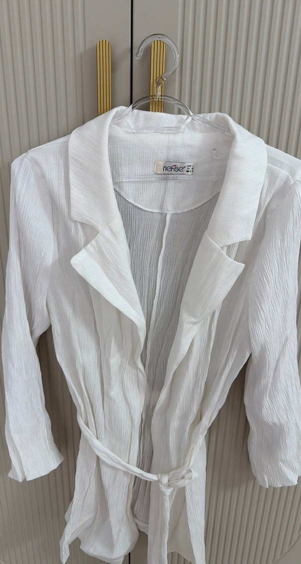 Beyaz Midi Boy Bohem Kadın Kap - Görsel 3