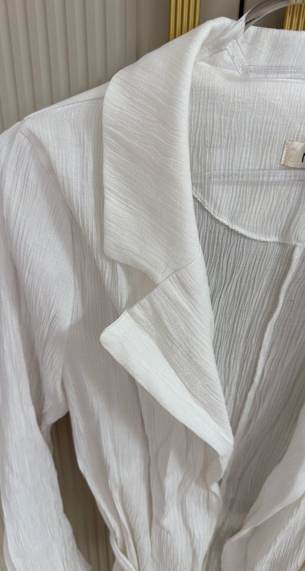 Beyaz Midi Boy Bohem Kadın Kap - Görsel 5