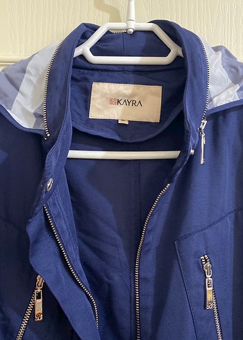 Uzun Lacivert Fermuarlı Kadın Yağmurluk - Görsel 2