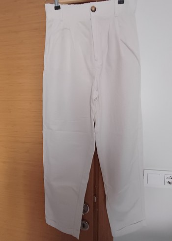 Krem rengi keten pantolon