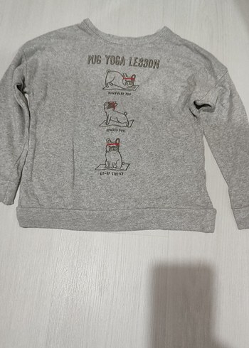 8 Yaş Beden gri Renk Kızlar için Gri Uzun Kollu ve Desenli Pantolon Takımı