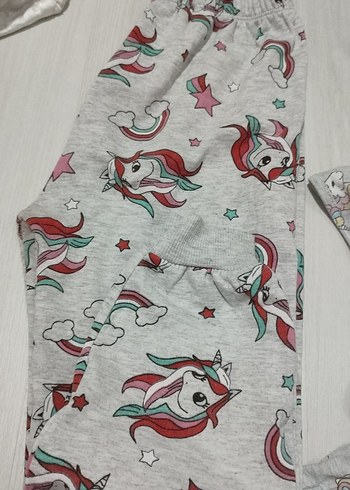 10 Yaş Beden Gri Mini Unicorn Desenli Kolsuz Elbise ve kışlık eşofman