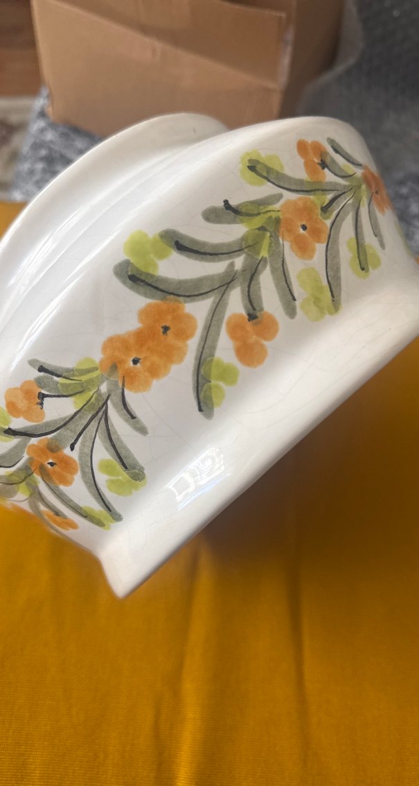 Çiçek Desenli Beyaz Seramik  sunum kasesi - Görsel 3