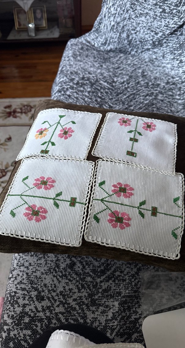 Nakışlı El Yapımı   Kahve sunumPeçeteleri - Görsel 2