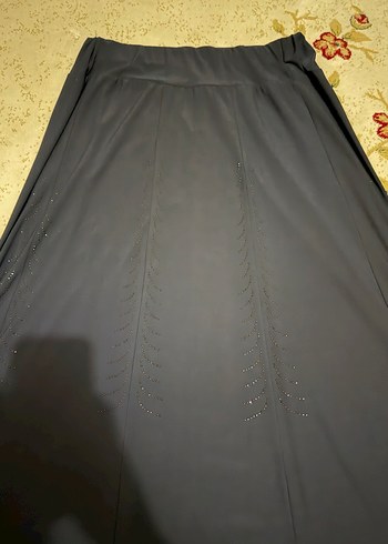 Beli lastikli lacivert penye etek - Görsel 2