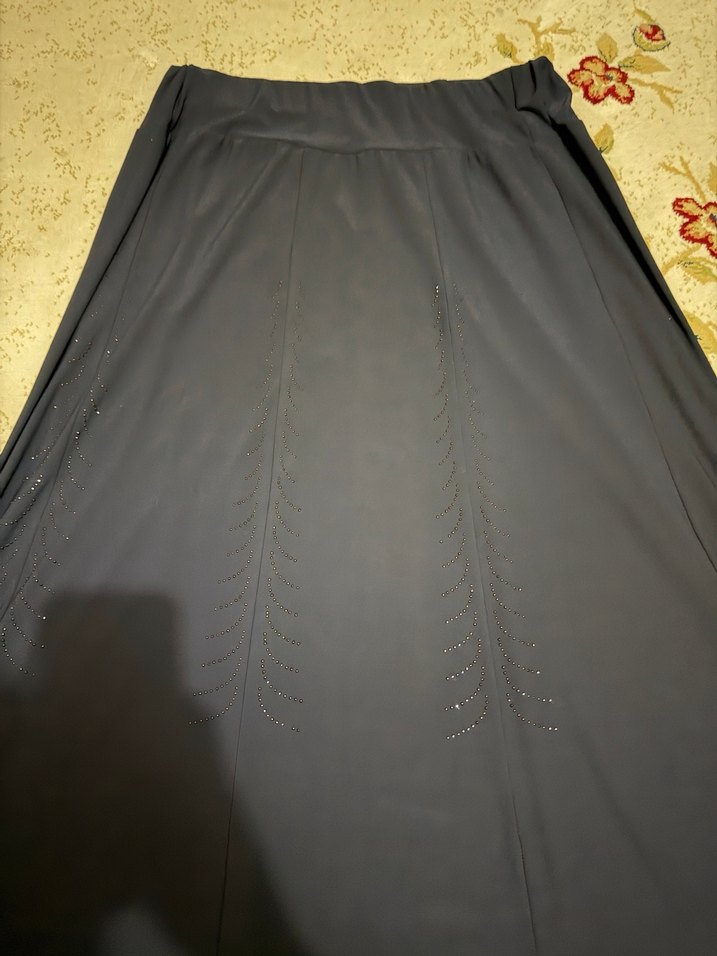 Beli lastikli lacivert penye etek - Görsel 2