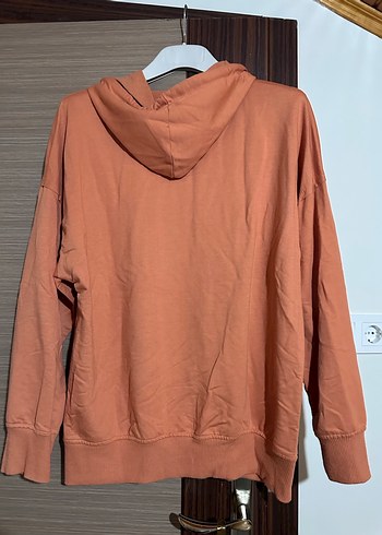 m Beden kahverengi Renk Kadın Kahverengi Kapüşonlu Salaş Sweatshirt