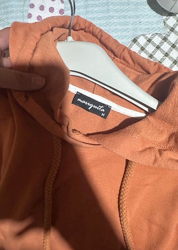 m Beden Kadın Kahverengi Kapüşonlu Salaş Sweatshirt