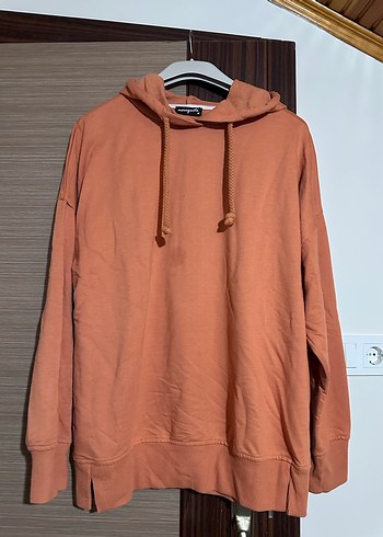 Kadın Kahverengi Kapüşonlu Salaş Sweatshirt