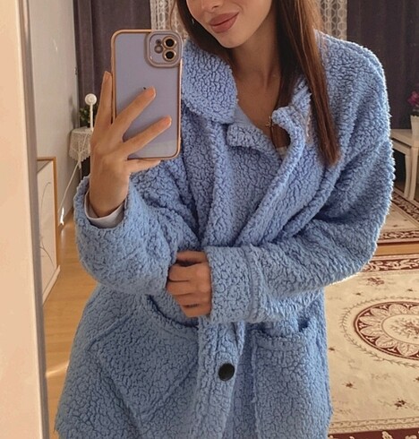Mavi peluş kaban