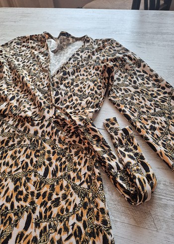 Uzun Kollu Desenli Bohem Elbise - Görsel 2