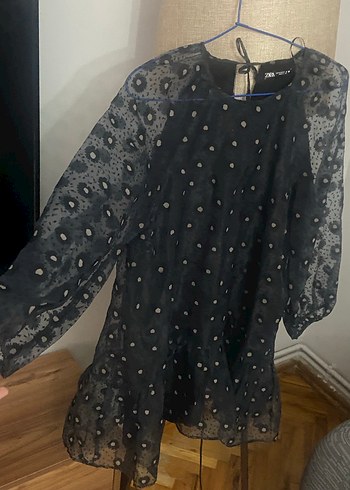 Nakışlı Siyah Midi Mini Elbise - Görsel 4