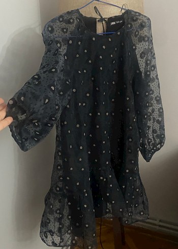 Nakışlı Siyah Midi Mini Elbise - Görsel 2