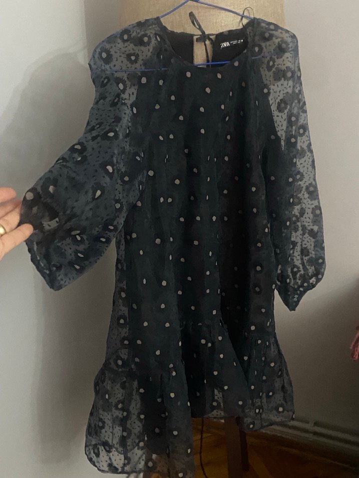 Nakışlı Siyah Midi Mini Elbise - Görsel 2