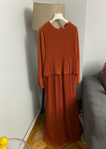 Kadın turuncu li Uzun Elbise - Görsel 4