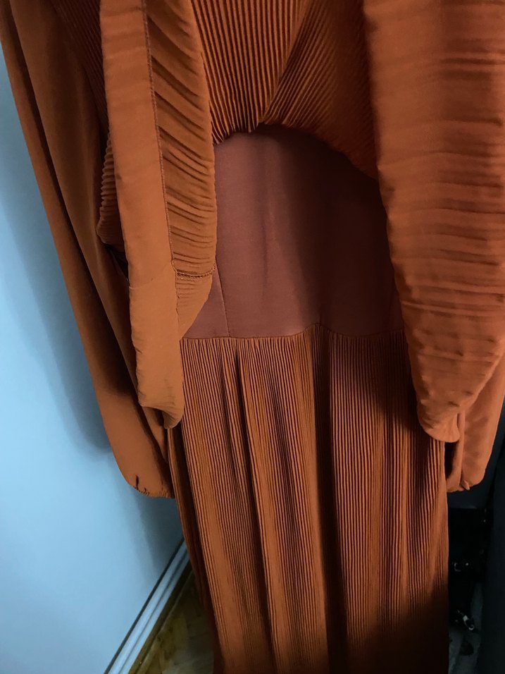 Kadın turuncu li Uzun Elbise - Görsel 3