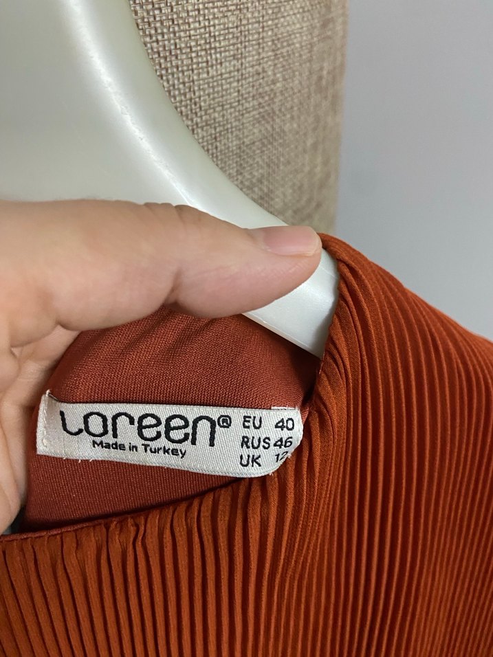 Kadın turuncu li Uzun Elbise - Görsel 5