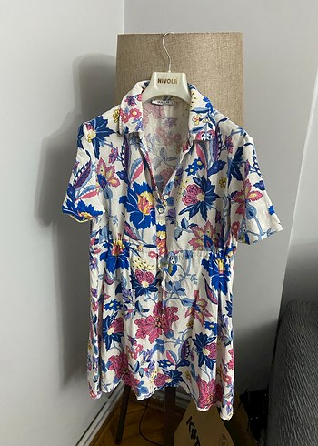 Çiçek Desenli Kısa Kollu Bohem gömlek - Görsel 3