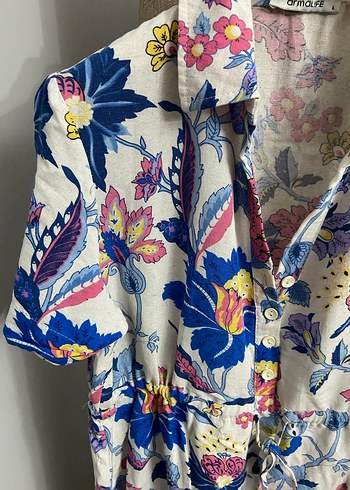 Çiçek Desenli Kısa Kollu Bohem gömlek - Görsel 2