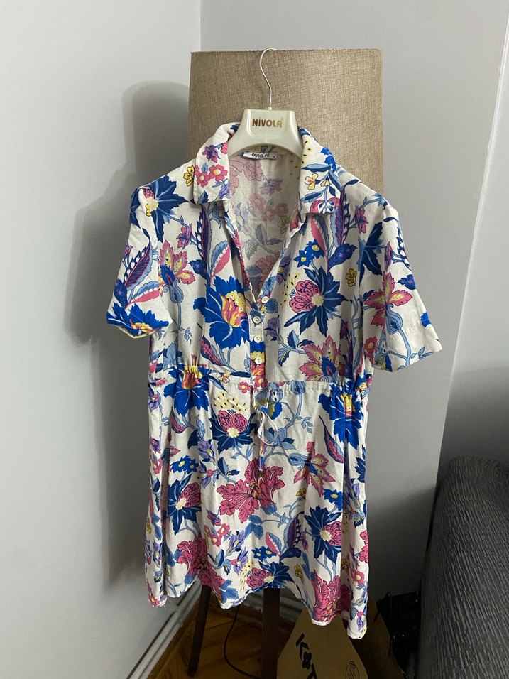 Çiçek Desenli Kısa Kollu Bohem gömlek - Görsel 3
