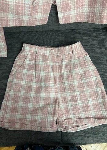 Pembe Ekose Mini Kadın Takım - Görsel 3