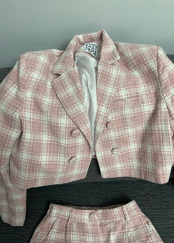 Pembe Ekose Mini Kadın Takım - Görsel 4