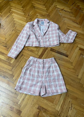 Pembe Ekose Mini Kadın Takım - Görsel 10