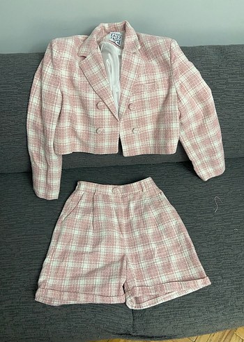 Pembe Ekose Mini Kadın Takım - Görsel 2