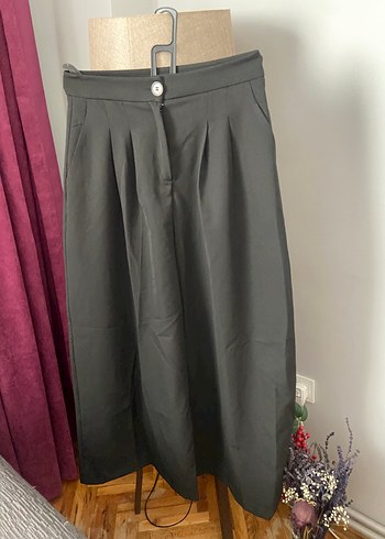 l Beden gri Renk Düğmeli Gri Midi Kadın Kumaş Pantolon