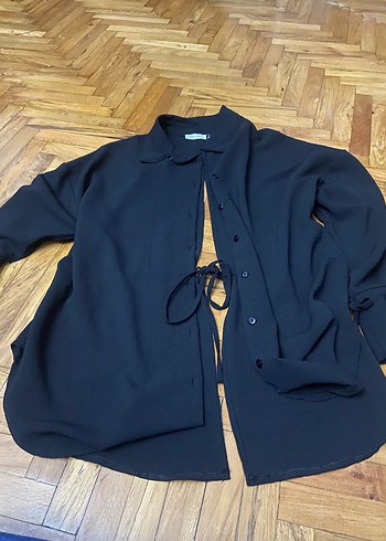m Beden siyah Renk Siyah Düğmeli Uzun Kollu Kadın Gömlek