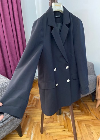 Düğmeli Siyah Kadın Blazer Ceket - Görsel 3