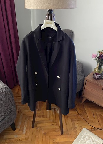 Düğmeli Siyah Kadın Blazer Ceket - Görsel 2