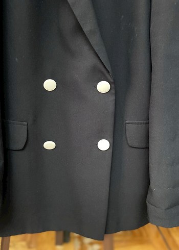 Düğmeli Siyah Kadın Blazer Ceket - Görsel 4