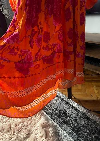 Bohem Çok Renkli Uzun V Yaka Elbise - Görsel 6