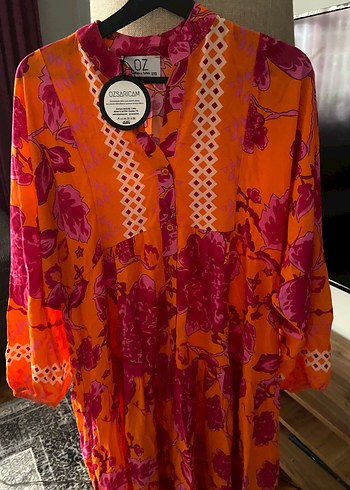 Bohem Çok Renkli Uzun V Yaka Elbise - Görsel 3