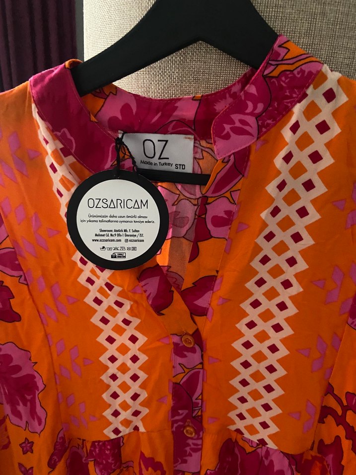 Bohem Çok Renkli Uzun V Yaka Elbise - Görsel 4