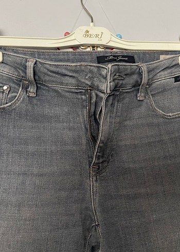 Gri Bol Kesim Kadın Denim Pantolon - Görsel 4