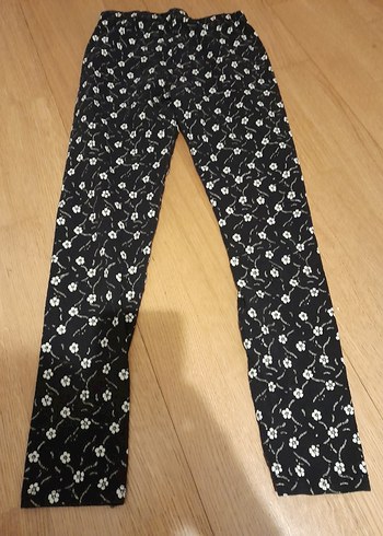 Siyah Çiçek Desenli Kız Tayt - Görsel 2