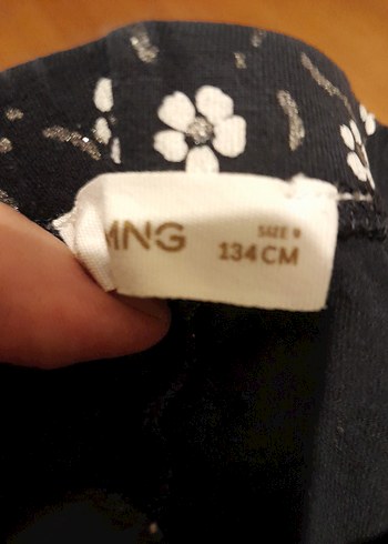 Siyah Çiçek Desenli Kız Tayt - Görsel 3