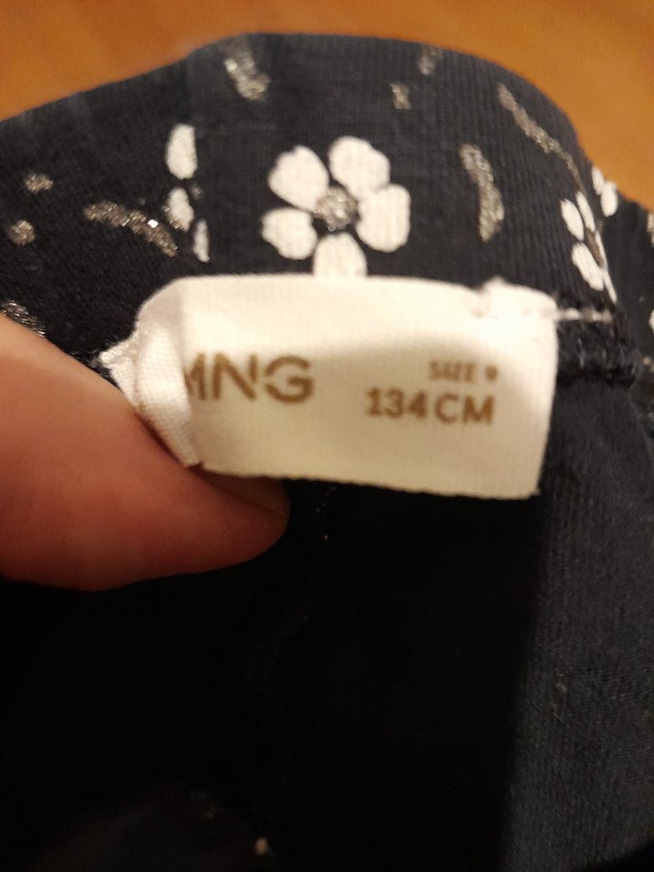 Siyah Çiçek Desenli Kız Tayt - Görsel 3