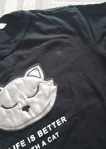 Kız Çocuk Siyah Uzun Kollu Baskılı Tişört - Görsel 2