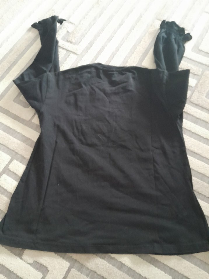 Kız Çocuk Siyah Uzun Kollu Baskılı Tişört - Görsel 3