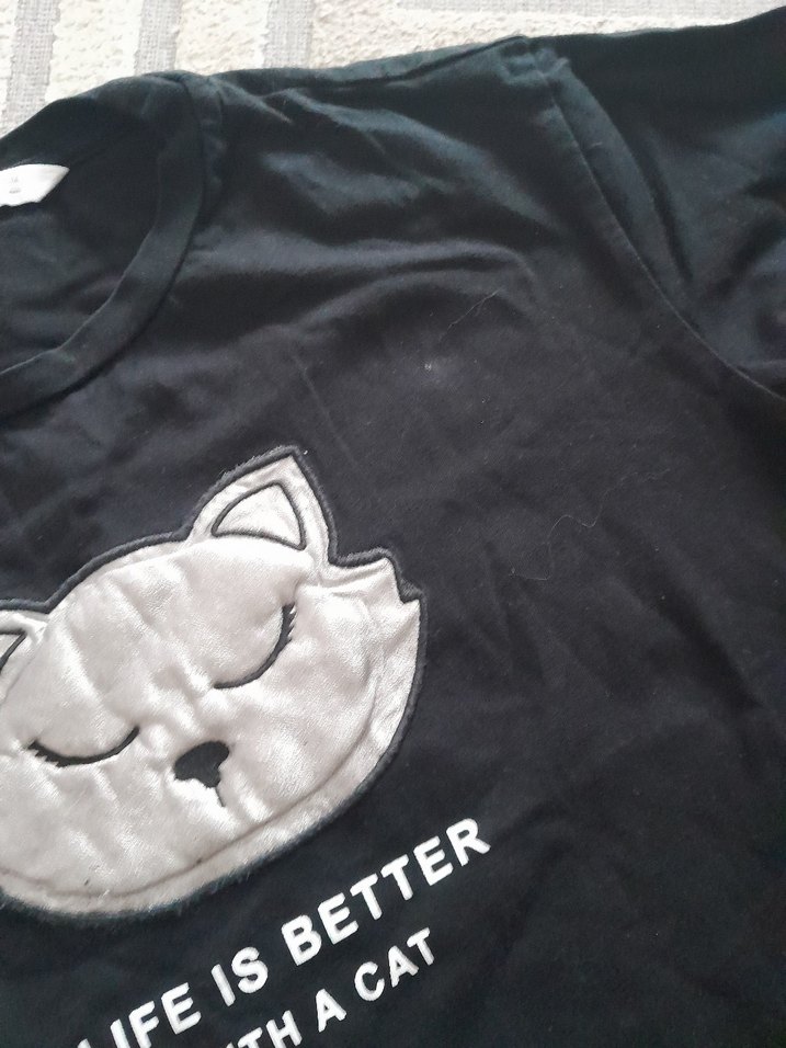 Kız Çocuk Siyah Uzun Kollu Baskılı Tişört - Görsel 2