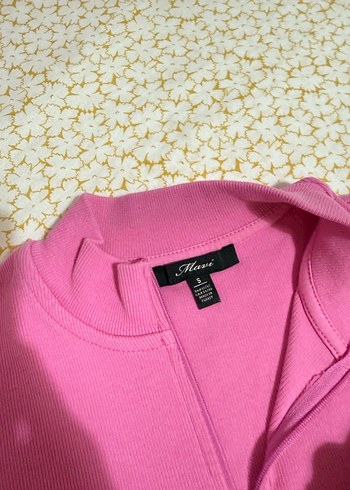 Mavi Jeans Pembe Kısa Kollu Fermuarlı Tişört