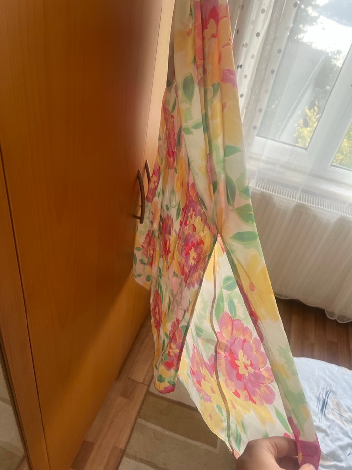 Çiçek Desenli Askılı Uzun Bohem Elbise - Görsel 4