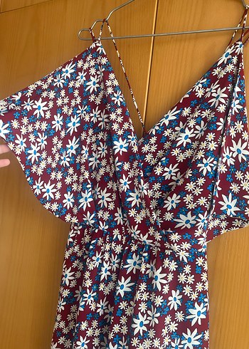 Çiçek Desenli Uzun Askılı Bohem Elbise - Görsel 3