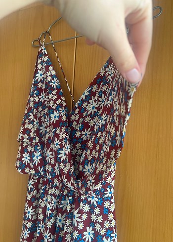 Çiçek Desenli Uzun Askılı Bohem Elbise - Görsel 2