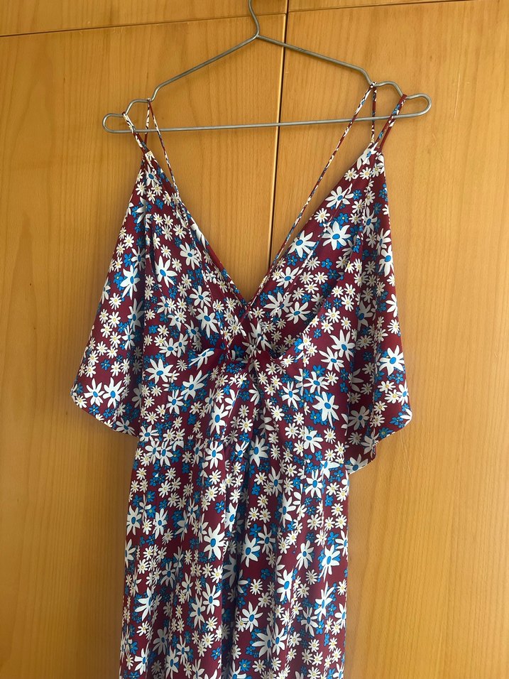 Çiçek Desenli Uzun Askılı Bohem Elbise - Görsel 5